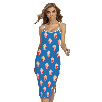 Popcorn Box Pattern Print Cross Back Cami Dress