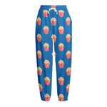 Popcorn Box Pattern Print Fleece Lined Knit Pants