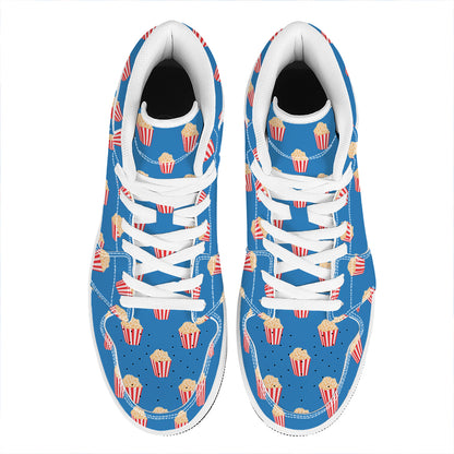 Popcorn Box Pattern Print High Top Leather Sneakers