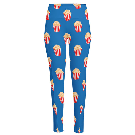 Popcorn Box Pattern Print High-Waisted Pocket Leggings