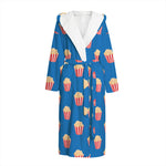 Popcorn Box Pattern Print Hooded Bathrobe