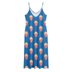 Popcorn Box Pattern Print Jersey Midi Cami Dress