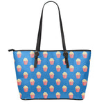 Popcorn Box Pattern Print Leather Tote Bag