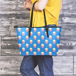 Popcorn Box Pattern Print Leather Tote Bag