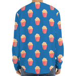 Popcorn Box Pattern Print Long Sleeve Baseball Jersey