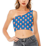 Popcorn Box Pattern Print One Shoulder Crop Top