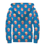 Popcorn Box Pattern Print Sherpa Lined Zip Up Hoodie