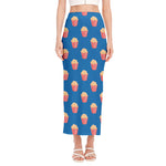 Popcorn Box Pattern Print Side Slit Maxi Skirt