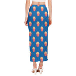 Popcorn Box Pattern Print Side Slit Maxi Skirt
