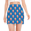 Popcorn Box Pattern Print Side Slit Mini Skirt