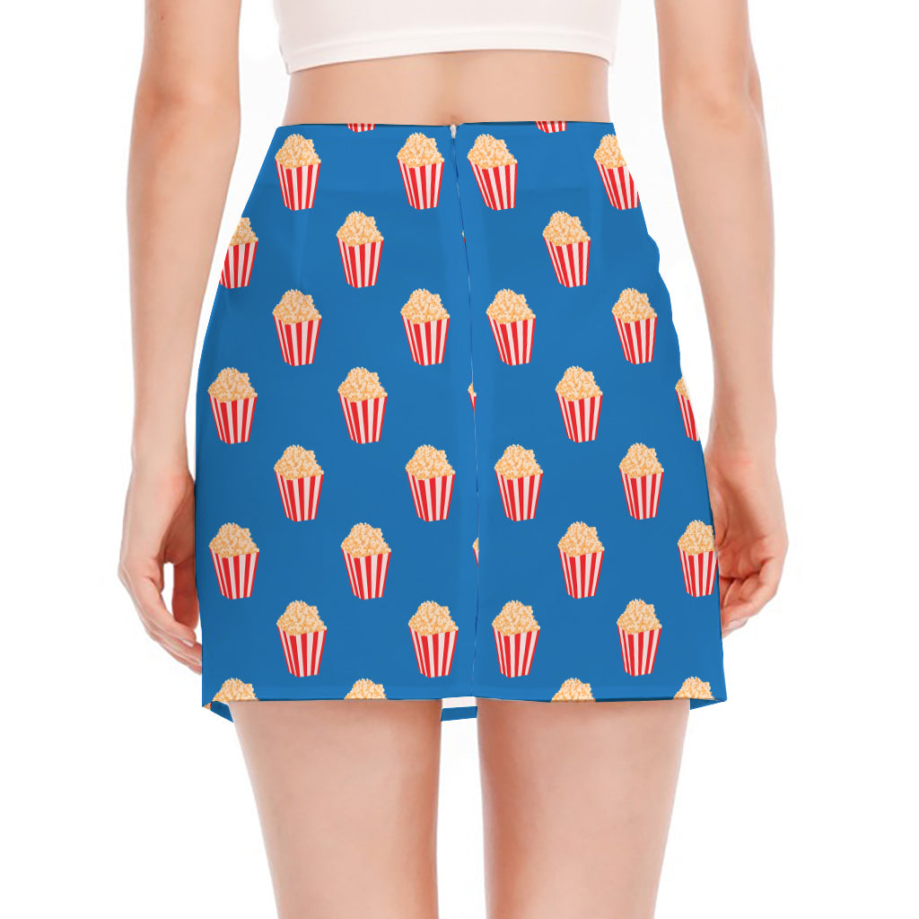 Popcorn Box Pattern Print Side Slit Mini Skirt