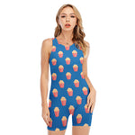 Popcorn Box Pattern Print Sleeveless One Piece Swimsuit