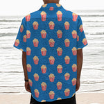 Popcorn Box Pattern Print Textured Short Sleeve Shirt