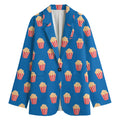 Popcorn Box Pattern Print Women's Cotton Blazer