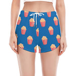 Popcorn Box Pattern Print Women's Split Running Shorts