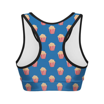 Popcorn Box Pattern Print Women's Sports Bra