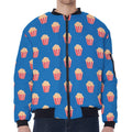 Popcorn Box Pattern Print Zip Sleeve Bomber Jacket