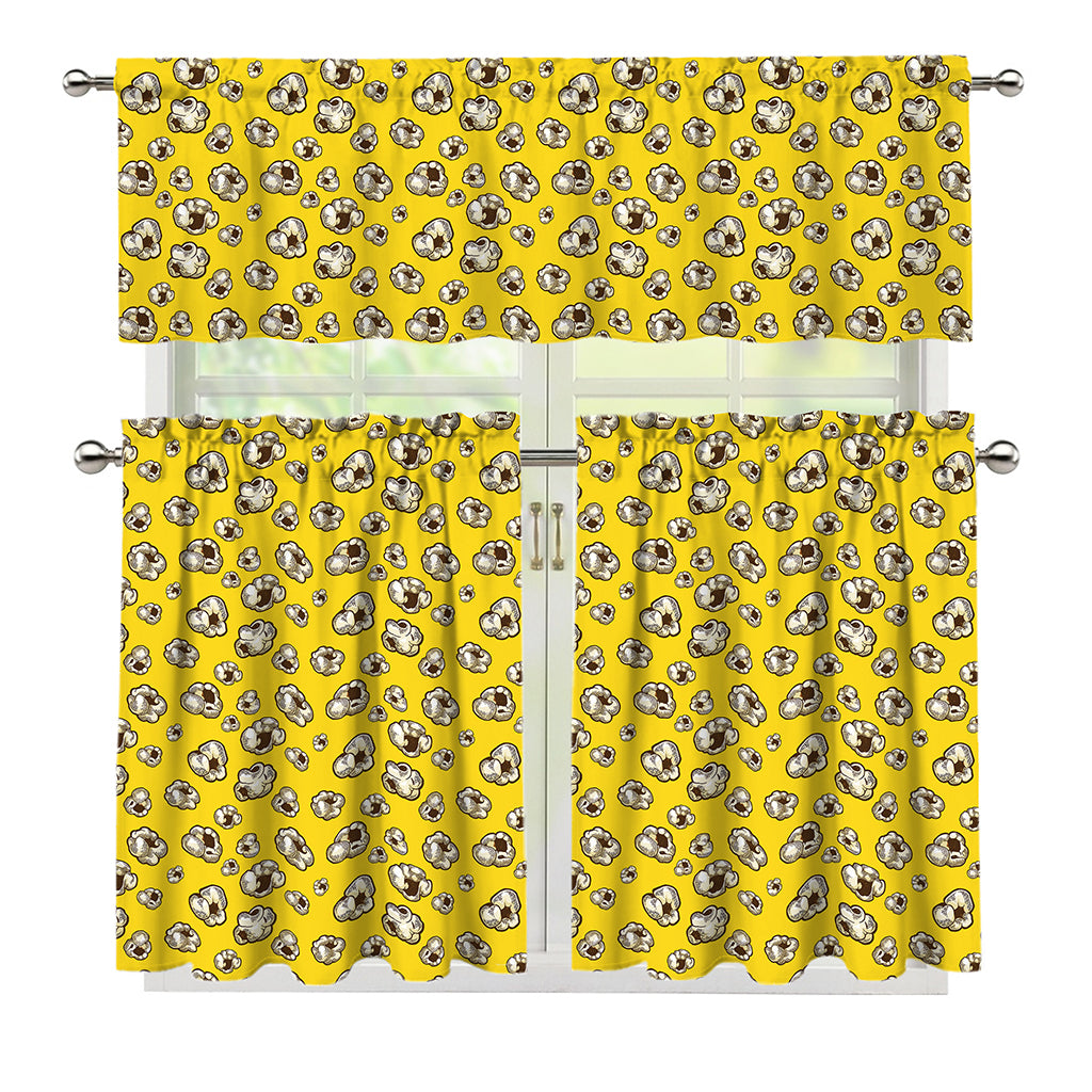 Popcorn Pattern Print 3 Piece Kitchen Curtains