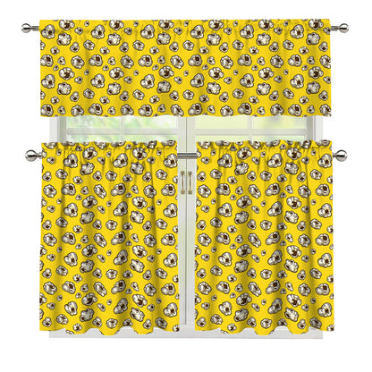 Popcorn Pattern Print 3 Piece Kitchen Curtains