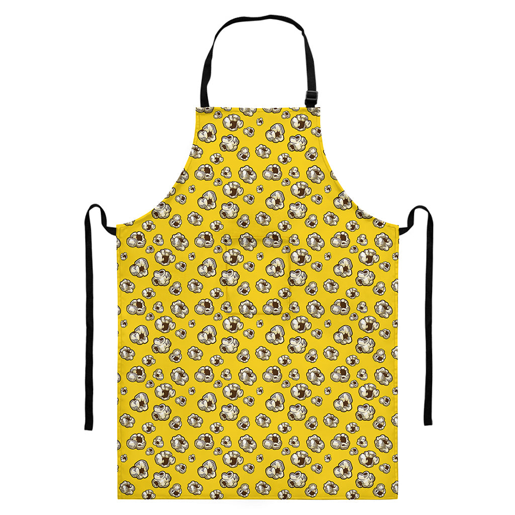 Popcorn Pattern Print Bib Apron With Pocket
