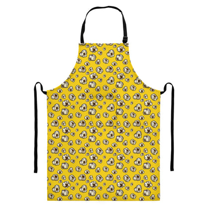 Popcorn Pattern Print Bib Apron With Pocket