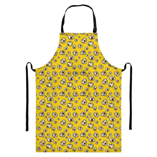 Popcorn Pattern Print Bib Apron With Pocket