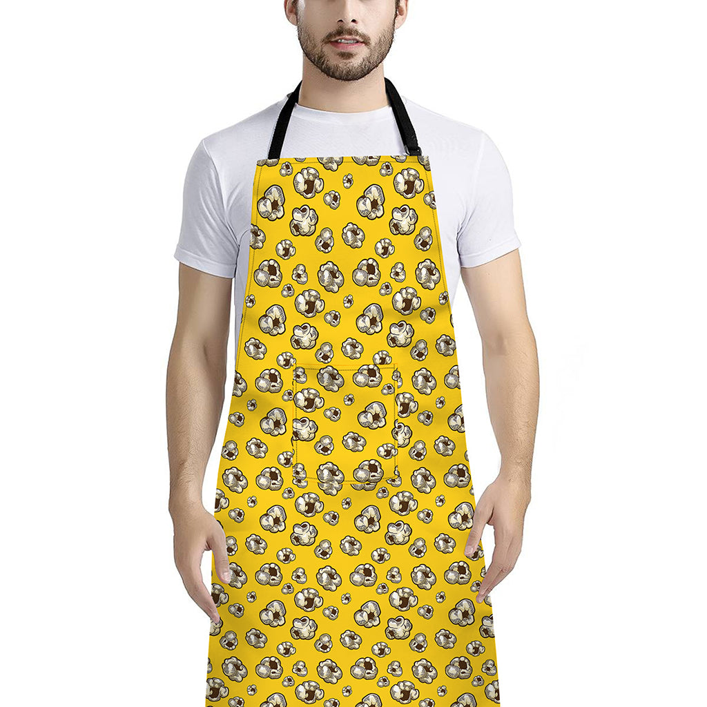 Popcorn Pattern Print Bib Apron With Pocket