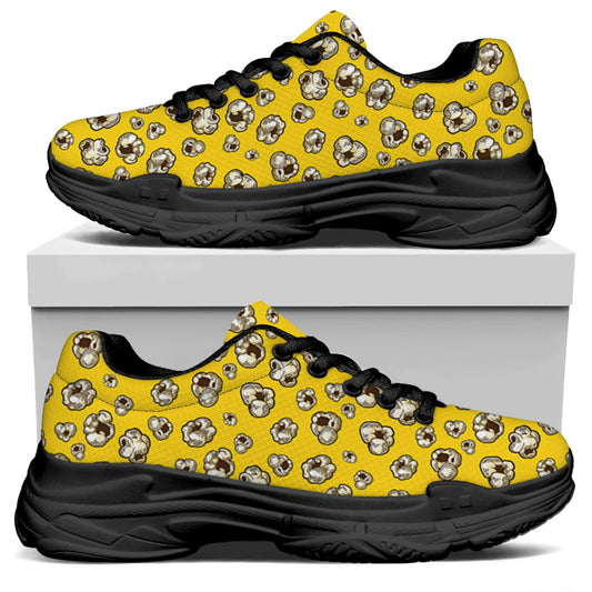 Popcorn Pattern Print Black Chunky Shoes