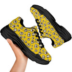 Popcorn Pattern Print Black Chunky Shoes