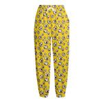 Popcorn Pattern Print Fleece Lined Knit Pants