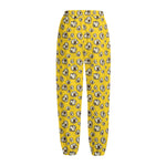 Popcorn Pattern Print Fleece Lined Knit Pants