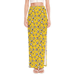 Popcorn Pattern Print High Slit Maxi Skirt