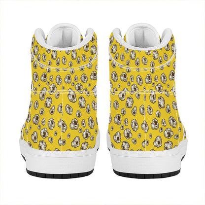 Popcorn Pattern Print High Top Leather Sneakers
