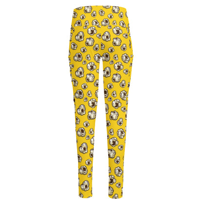 Popcorn Pattern Print High-Waisted Pocket Leggings
