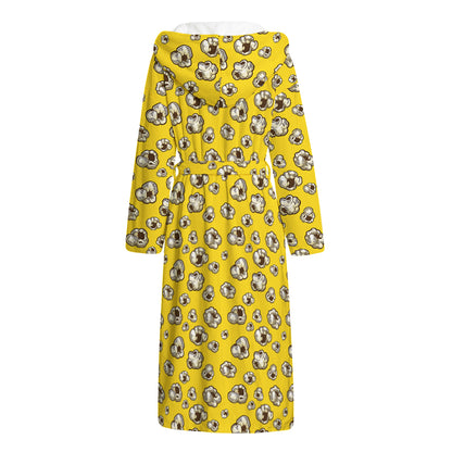Popcorn Pattern Print Hooded Bathrobe