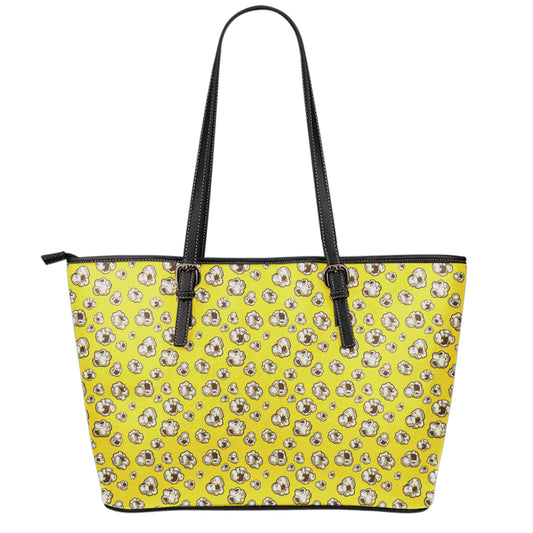 Popcorn Pattern Print Leather Tote Bag