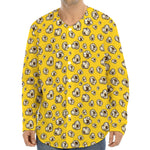 Popcorn Pattern Print Long Sleeve Baseball Jersey