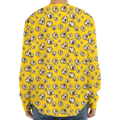 Popcorn Pattern Print Long Sleeve Baseball Jersey
