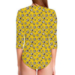 Popcorn Pattern Print Long Sleeve Swimsuit