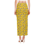 Popcorn Pattern Print Side Slit Maxi Skirt