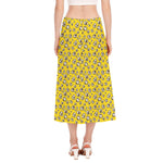 Popcorn Pattern Print Side Slit Midi Skirt