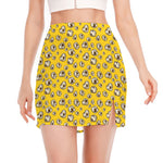 Popcorn Pattern Print Side Slit Mini Skirt