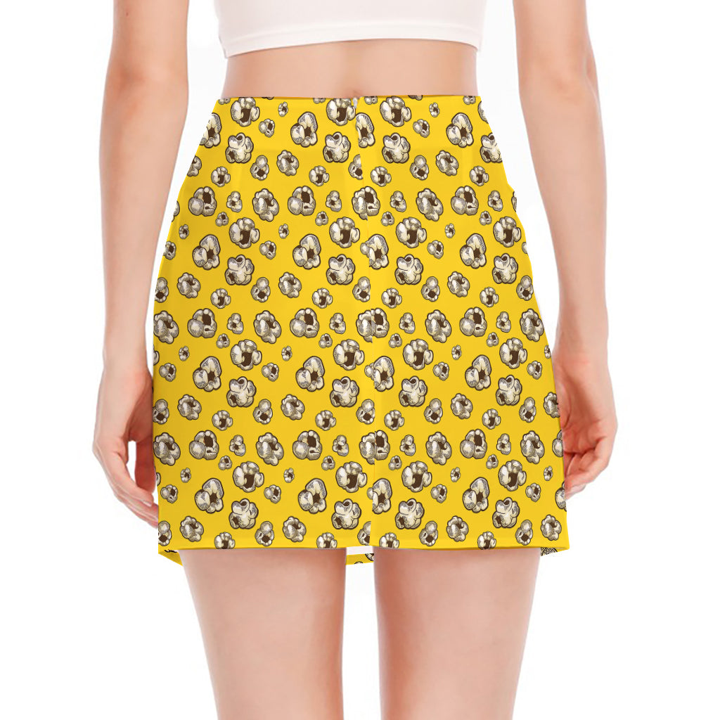 Popcorn Pattern Print Side Slit Mini Skirt