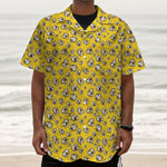 Popcorn Pattern Print Textured Short Sleeve Shirt