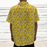 Popcorn Pattern Print Textured Short Sleeve Shirt