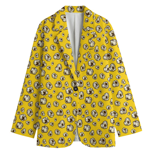Popcorn Pattern Print Women's Cotton Blazer
