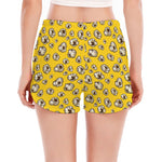 Popcorn Pattern Print Women's Split Running Shorts