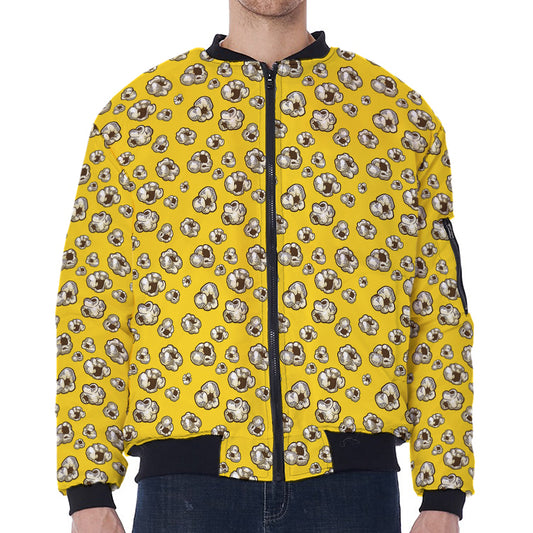 Popcorn Pattern Print Zip Sleeve Bomber Jacket
