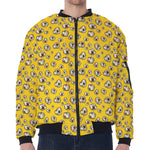Popcorn Pattern Print Zip Sleeve Bomber Jacket