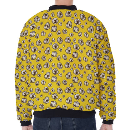 Popcorn Pattern Print Zip Sleeve Bomber Jacket